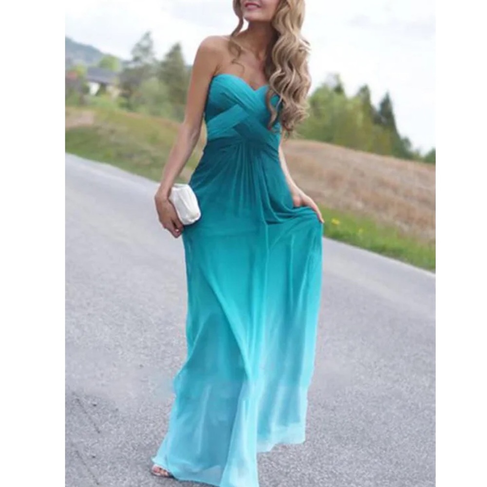 NWOT La Femme Green Ombré Prom Bridesmaid Dress